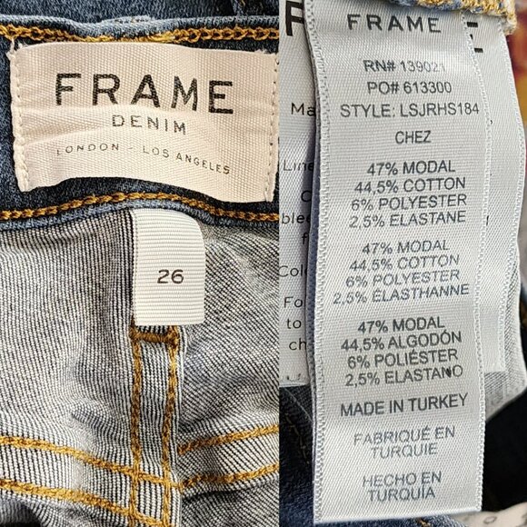 Frame Dark Wash Low Rise Le Skinny De Jeanne Release Stagger Hem - Picture 6 of 6